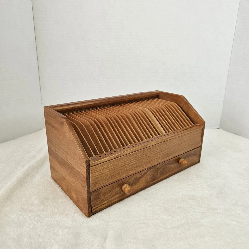 Vintage Bill Box Organized! From Days 1 To 31! Has Drawer On The Bottom!